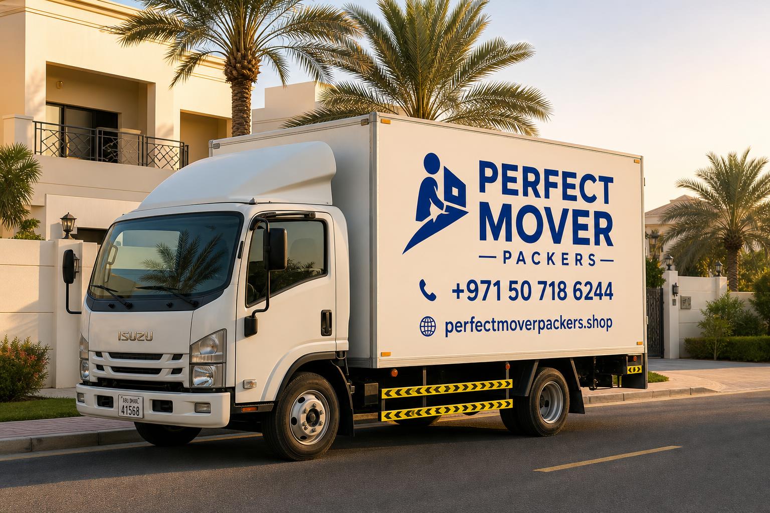 Perfect Mover Packers branded truck loading furniture in Abu Dhabi